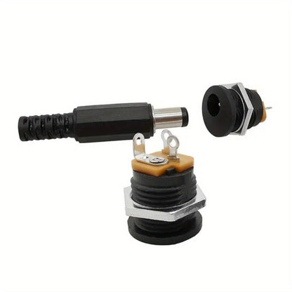 10pcs (5Pairs) 12V 3A 5.5 X 2.1mm Plastic Male Plugs DC022 DC Power Socket Female Jack Screw Nut Panel Mount Connector 5.5*2.1MM