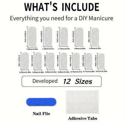 96pcs (4 sets) Long Press On Nails White French Tip Fake Nails