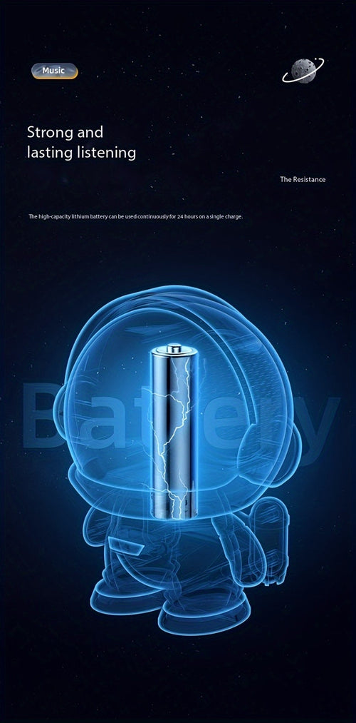 FOUBEAK Cute Astronaut Small Speaker, Small Wireless Portable Outdoor Speaker with Light, Home Party Office Decoration Subwoofer (White Light)