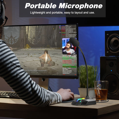 GM-02 PC Microphone - Plug and Play, Mute, RGB Light Control, Gaming Microphone for PC Desktop