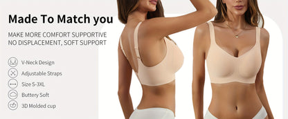 Solid Seamless Wireless Bra, Sporty Anti Sagging Push Up Comfy Bra, Women's Lingerie