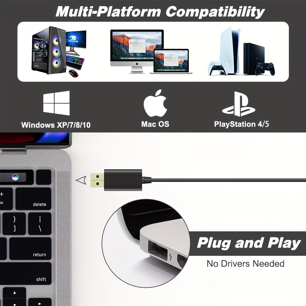 GM-02 PC Microphone - Plug and Play, Mute, RGB Light Control, Gaming Microphone for PC Desktop